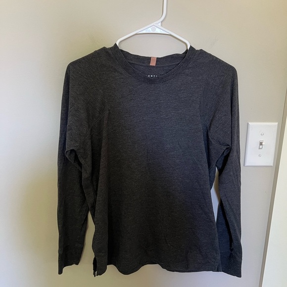 Lunya Restore Base Charcoal Gray Knit Long Sleeve Shirt - Picture 3 of 6